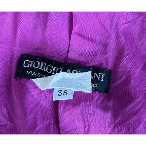 Giorgio Armani Black Label Womens Blazer Size 38 One Button Coat Magenta Vintage - Picture 12 of 12